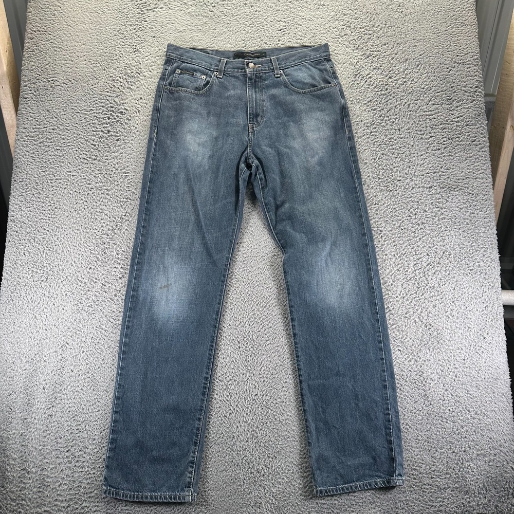 Vintage Calvin Klein Jeans Mens 34x34 Blue‎ Cotton Baggy Straight Relaxed Faded